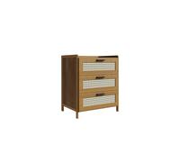 Garden Sanctuary 3-Drawer Narrow Bamboo Bedside Table with Plastic Rattan Details in Natural Garden Sanctuary Natural