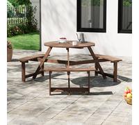 Garden Sanctuary 6 Seat Outdoor Round Dining Table and 3 Bench Set