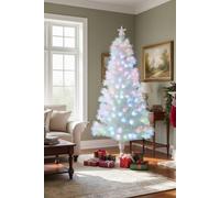 Garden Sanctuary 6FT/1.8M Pre-Lit Artificial Christmas Tree with Foldable Metal Stand in White Garden Sanctuary White