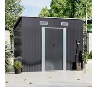 Garden Sanctuary 7.8x4.3ft Pent Roof Metal Garden Shed, Charcoal Black