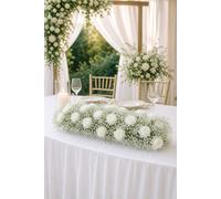 Garden Sanctuary Artificial White Rose Flowers Row for Wedding Arch Table Centerpieces Garden Sanctuary White