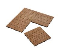 Garden Sanctuary Brown Interlock Click Deck Tiles Set In Durable Natural Wood Grain Design 30Cm W X 30Cm D, 11Pcs /pack