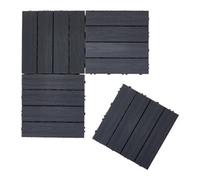 Garden Sanctuary Dark Grey Natural Wood Grain Effect Click Decking Tiles For Outdoor Living 30Cm W X 30Cm D, 11Pcs/pack
