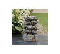 Garden Sanctuary Electric LED Waterfall Feature Outdoor Water Fountain Rockery Decor in Natural Garden Sanctuary Natural