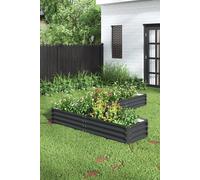 Garden Sanctuary Galvanized Steel L-Shaped Raised Garden Bed Planter Box in Charcoal Garden Sanctuary Charcoal