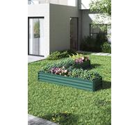 Garden Sanctuary Galvanized Steel L-Shaped Raised Garden Bed Planter Box in Green Garden Sanctuary Green