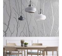 Garden Sanctuary Grey 3D Silver Striped Wallpaper Non-Woven Wallpaper Roll, Covers 5M²