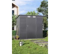 Garden Sanctuary Outdoor Garden Galvanized Steel Storage Tool Shed in Grey Garden Sanctuary Grey