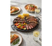 Garden Sanctuary Pre-Seasoned Double-sided Round Cast Iron Grill Pan in Black Garden Sanctuary Black