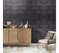 Garden Sanctuary Self Adhesive 3D Rock Effect Textured Wall Panels For Easy Installation Black Decor 15Pcs/pack