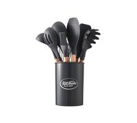 Garden Sanctuary Silicone Kitchen Cooking Utensils Set in Dark Grey Garden Sanctuary Dark Grey