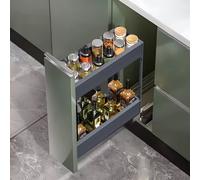 Garden Sanctuary Soft Closure Pantry Shelves Drawers,aluminium Pull Out Cabinet Organizer,2-Tier Under Sink Slide-Out Storage Shelf, Grey