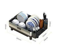Garden Sanctuary Stainless Steel Dish Drainer Rack Kitchen Organiser in Black Garden Sanctuary Black