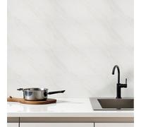 Garden Sanctuary White Marble Effect Self Adhesive Pvc Wall Sticker Set Kitchen & Bathroom Splashback 10 Pcs 60Cm L X 30Cm W