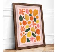 Garden Scatter Botanical Framed Wall Art Print A1 (84.1×59.4cm) Walnut, Wall Decor for Living Room, Bedroom, Office & Home, Ready to Hang, Art Gift