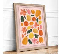 Garden Scatter Botanical Framed Wall Art Print A3 (42×29.7cm) Oak, Wall Decor for Living Room, Bedroom, Office & Home, Ready to Hang, Art Gift