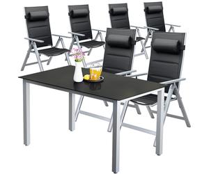 Garden seating group Bern Premium 7-piece silver aluminium