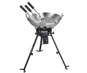Garden Secrets Complete Wok Set Includes Wok & High Power Burner with Adjustable and Removable Legs- Outdoor Wok Set with 45cm Carbon Steel Wok & LPG Regulator