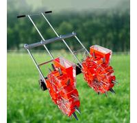 Garden Seeder, Hand Push Double Wheel Precision Planter with Soil Compactor & Adjustable Plant Spacing for Soy, Peanut, Corn, Cotton - Efficient Gardening Tool