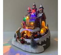 Garden Selections Christmas Village Santa Scene Ornament With Lights Moving Train And Sound