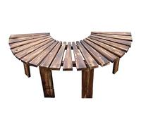 Garden Semi-circular Tree Bench, Weatherproof Solid Wood Outdoor Patio Furniture Seat for Porch, Backyard, Park(Brown)