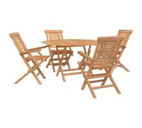 Garden Set Folding Manual 5 pcs Brown Solid Teak Wood Outdoor Furniture vidaXL