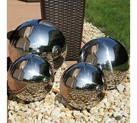 Garden Set Of 4 Silver Mirror Spheres Stainless Steel Gazing Balls