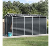 Garden Shed 191x385x198 cm Anthracite Galvanised Steel Corner Protector Durable