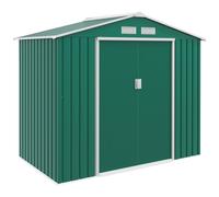 Garden Shed 213x130x185cm Galvanised Steel Polypropylene Floor Green Lockable UK