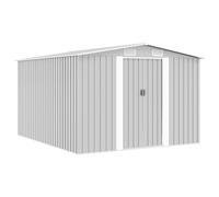 Garden shed 257x298x178 cm Grey Galvanised Steel Double Sliding Doors 4 vents HD