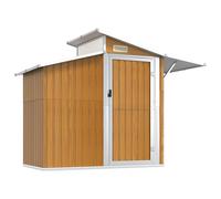 (green) vidaXL Garden Shed 270x130x208.5 cm Galvanised Steel Bin Shed Multi Colours