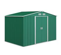 Outsunny Galvanised Metal Garden Shed 9ft X 6ft - Green | TJ Hughes