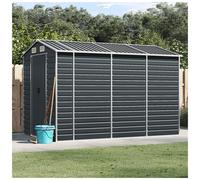 'vidaXL Garden Shed - Anthracite Galvanized Steel - Outdoor Storage for Garden Tools, Equipment and Furniture - 191x300x198 cm with Ventilation