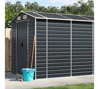 Garden Shed Anthracite 191x470x198 cm Galvanised Steel Outdoor Storage with Gate