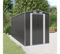 Garden Shed Anthracite 192x440x223 cm Galvanised Steel Storage with Sliding Gate