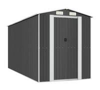 Garden Shed Anthracite 192x440x223 cm Galvanised Steel Storage with Sliding Gate
