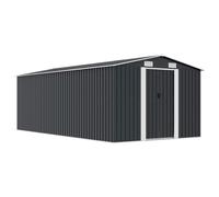 Garden Shed Anthracite 257x489x181cm Galvanised Steel Double Sliding Doors Pro