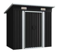 Garden Shed Anthracite Galvanised Steel 190x124x181cm Double Sliding Doors Zinc