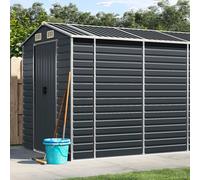 Garden shed Anthracite Galvanised Steel 191x640x198 cm Large with 80x170cm Gate.