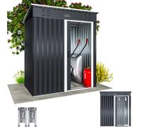 Outdoor Anthracite Storage Shed Garden Tools House Durable Galvanized Steel Unit
