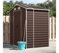 Garden Shed Brown 191x130x198cm Galvanised Steel Tool Storage with Gate 4Vents.