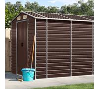 Garden Shed Brown 191x470x198cm Galvanised Steel 80x170cm Gate Corner Protector