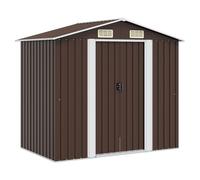 Garden shed Brown 204x132x186cm Galvanised Steel Double Sliding Doors 4 vents UK