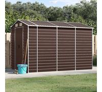 Garden Shed Brown Galvanised Steel 191x300x198cm Gate 80x170cm Corner Protector