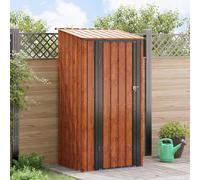 Garden Shed Brown Metal 103x86x200cm Lockable Weatherproof Sloped Roof ExtraTall