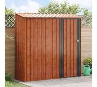 Garden Shed Brown Metal 203x71x200cm Weatherproof Lockable Storage Easy Assembly