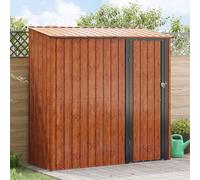 Garden Shed Brown Metal 203x84x200cm Weatherproof Lockable Outdoor Storage Unit