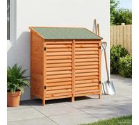 Garden Shed Brown Solid Fir Wood 106x56x113.5cm Unfinished Louvre Door for Tools