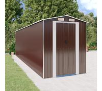 Garden Shed Dark Brown 192x689x223cm Galvanised Steel Sliding Gate Vent Storage