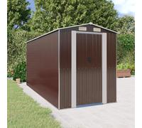 Garden Shed Dark Brown Galvanised Steel 192 x 440 x 223 cm Sliding Gate Toolbox